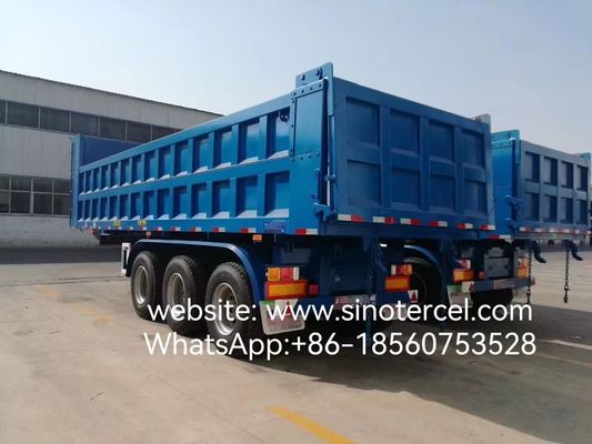 3 assi Dump tipper idraulico semirimorchio Risparmio di tempo Contenitore rettangolare conveniente Contenitore a forma di U disponibile