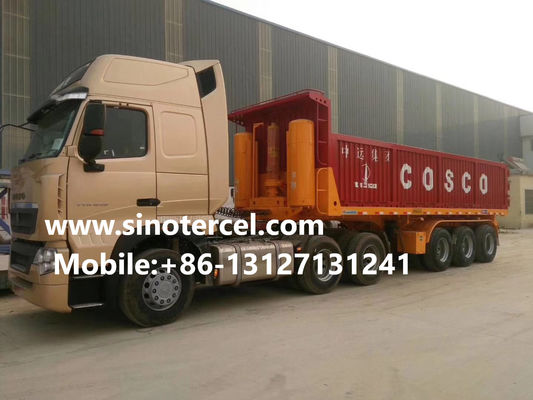 OEM Semi-remorco ad inclinatore in acciaio ISO SGS con sistema idraulico 30-50 tonnellate Rosso