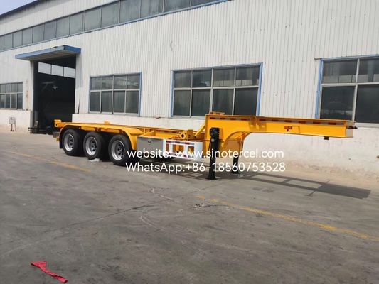 Container di tipo scheletrico semirimorchio giallo eccellente capacità di carico 3 assi contenitore di trazione