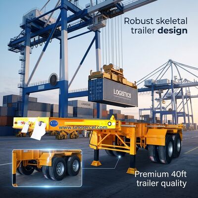 1310mm Semi-remorco a ruote scheletriche 40ft 4 asse Semi-remorco