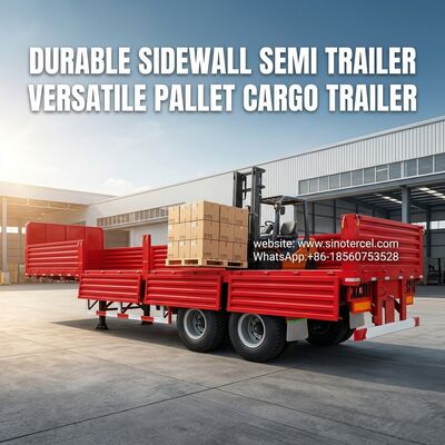 SINOTERCEL 3 assi Parete laterale Semi-remolchio Semi-remolchio a caduta Trasporto pallet facile scarico Efficiente carico pesante