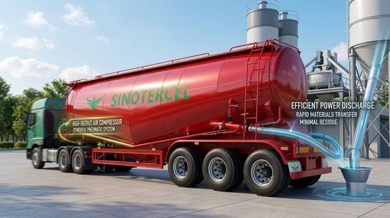 Semi-remolchi di cemento sfuso con 3 assi e capacità di 45 CBM